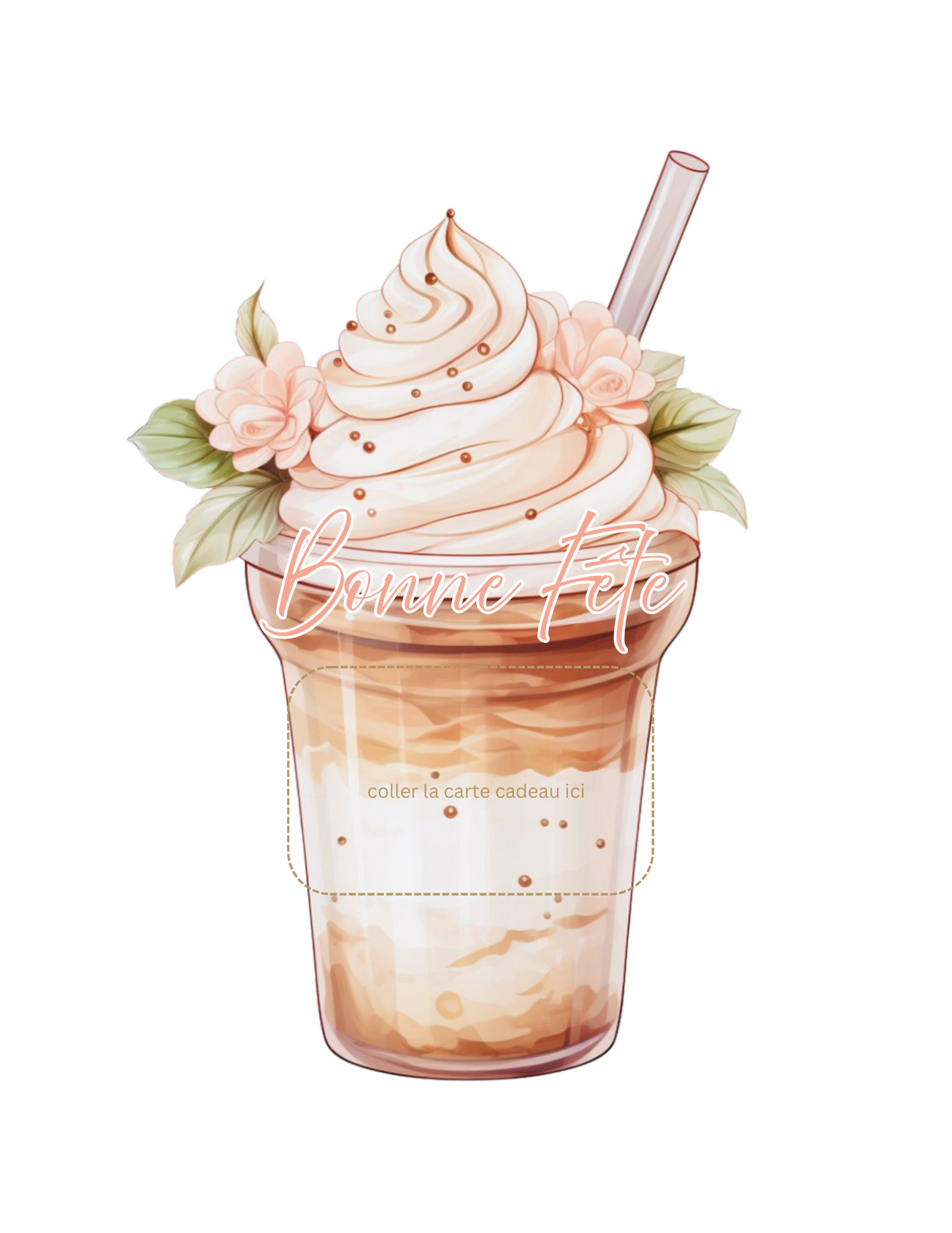 Carton de présentation carte cadeau – Café Glacé – Carte imprimée 6x9