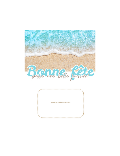 Carton de présentation carte cadeau – Plage – Carte imprimée 5x7