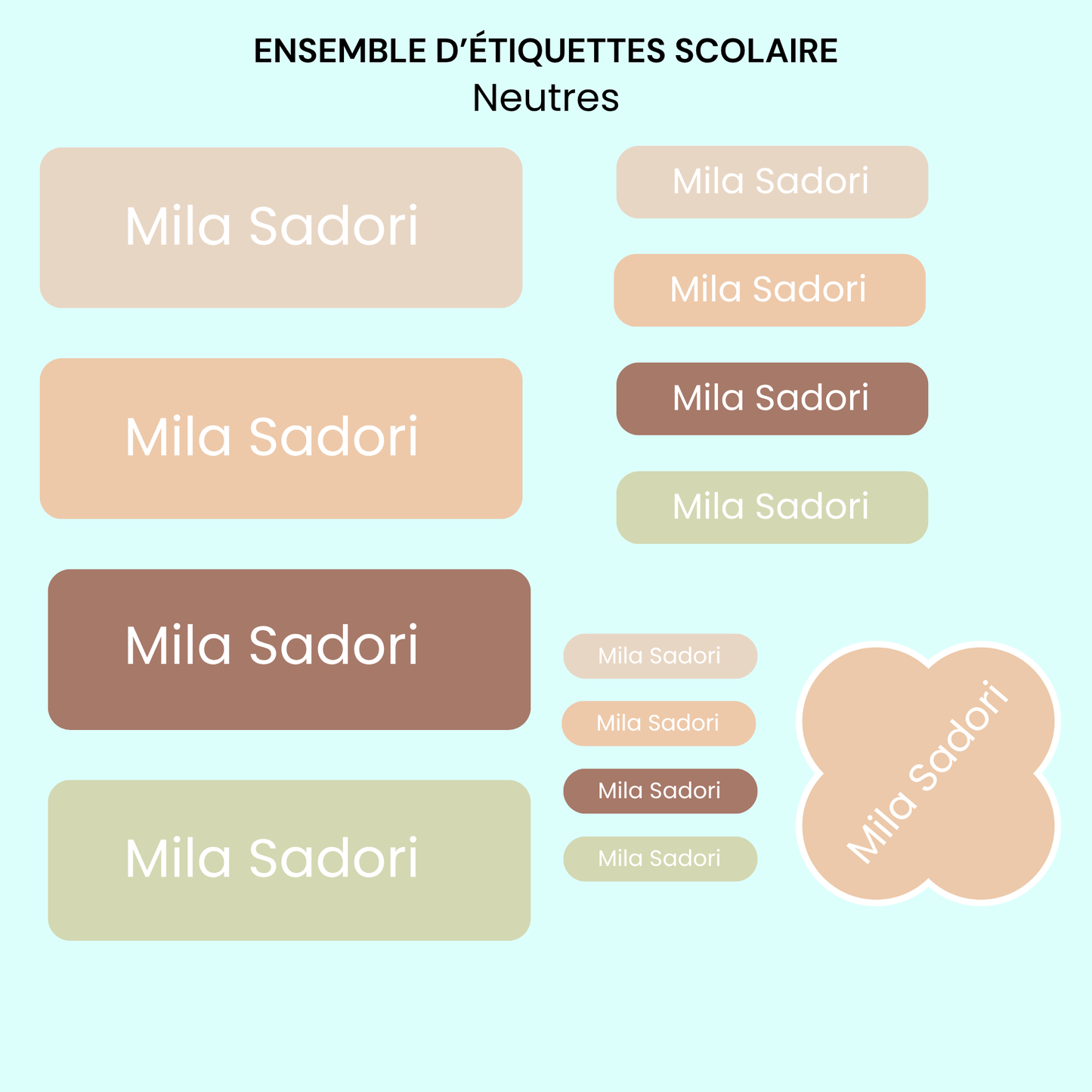 Étiquettes Scolaires Personnalisées - Résistantes à l'eau - Neutre