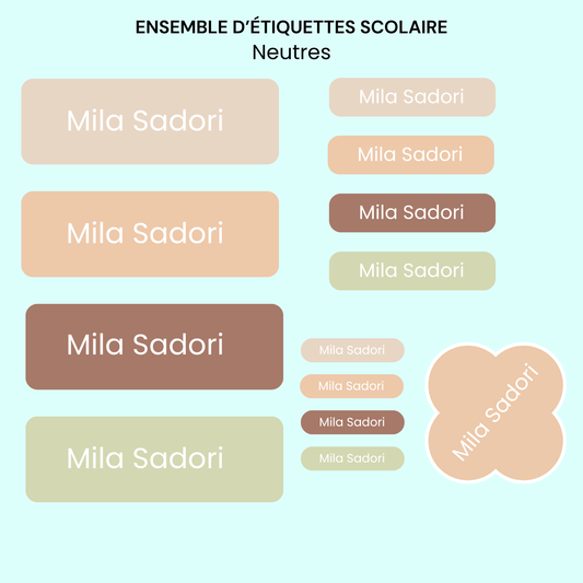 Étiquettes Scolaires Personnalisées - Résistantes à l'eau - Neutre