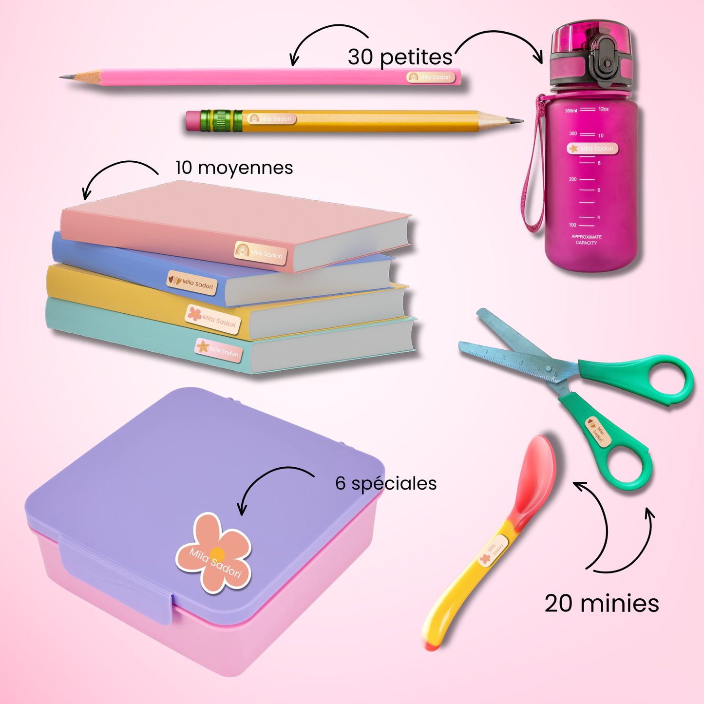 Étiquettes Scolaires Personnalisées - Résistantes à l'eau - Boho
