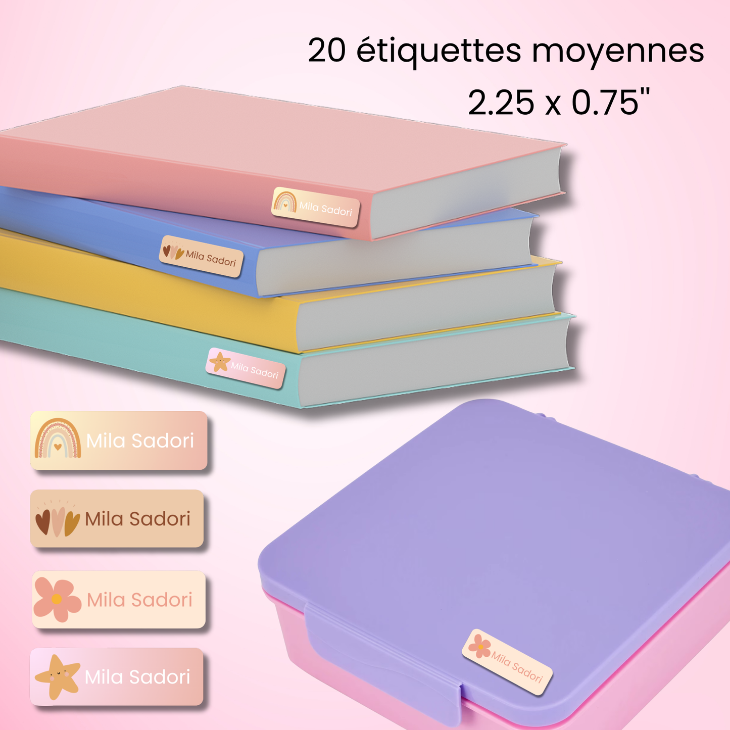 Étiquettes Scolaires Personnalisées - Résistantes à l'eau - Boho