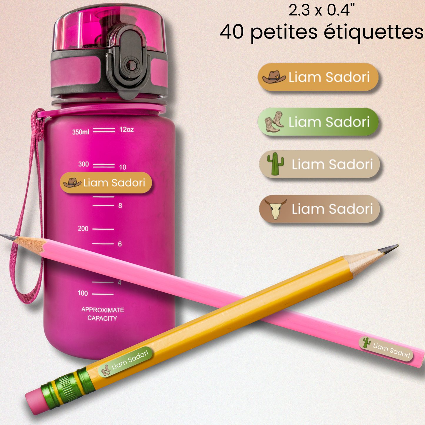 Étiquettes Scolaires Personnalisées - Résistantes à l'eau - Cowboy