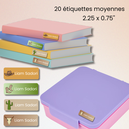 Étiquettes Scolaires Personnalisées - Résistantes à l'eau - Cowboy