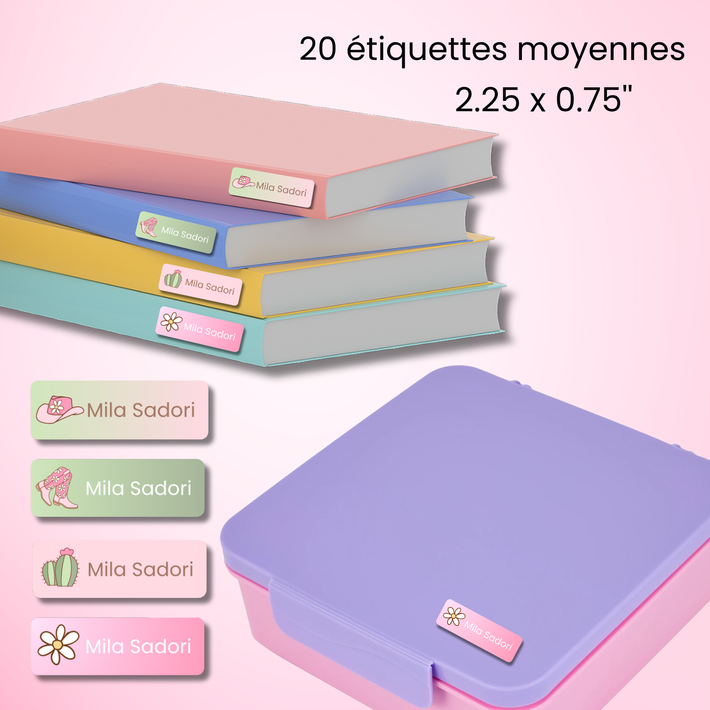 Étiquettes Scolaires Personnalisées - Résistantes à l'eau - Cowgirl