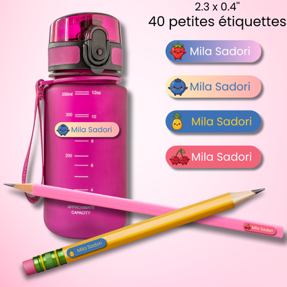 Étiquettes Scolaires Personnalisées - Résistantes à l'eau - Fruits