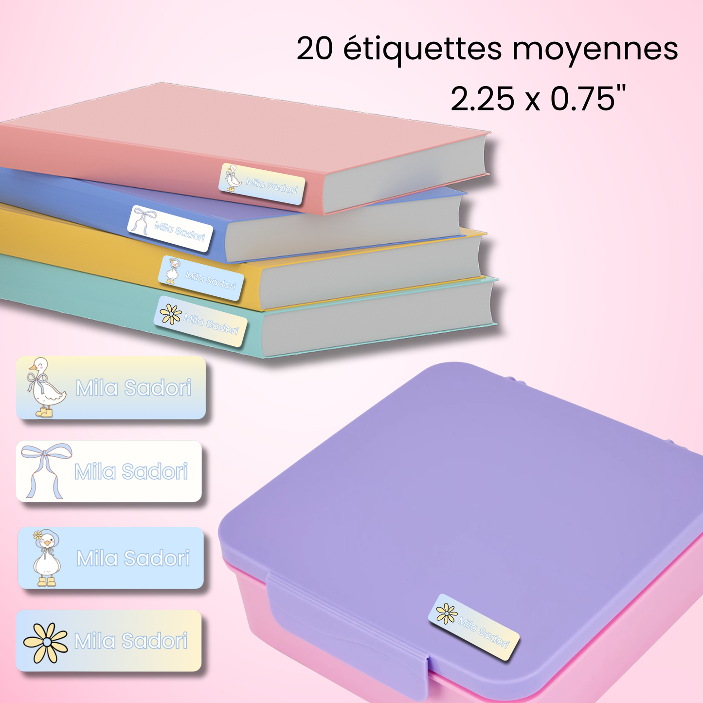 Étiquettes Scolaires Personnalisées - Résistantes à l'eau - Oie Bleue