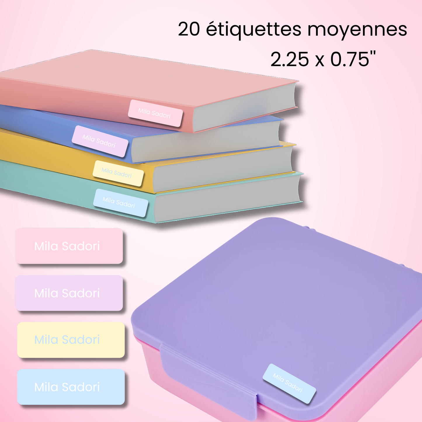 Étiquettes Scolaires Personnalisées - Résistantes à l'eau - Pastel