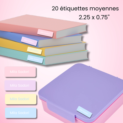 Étiquettes Scolaires Personnalisées - Résistantes à l'eau - Pastel