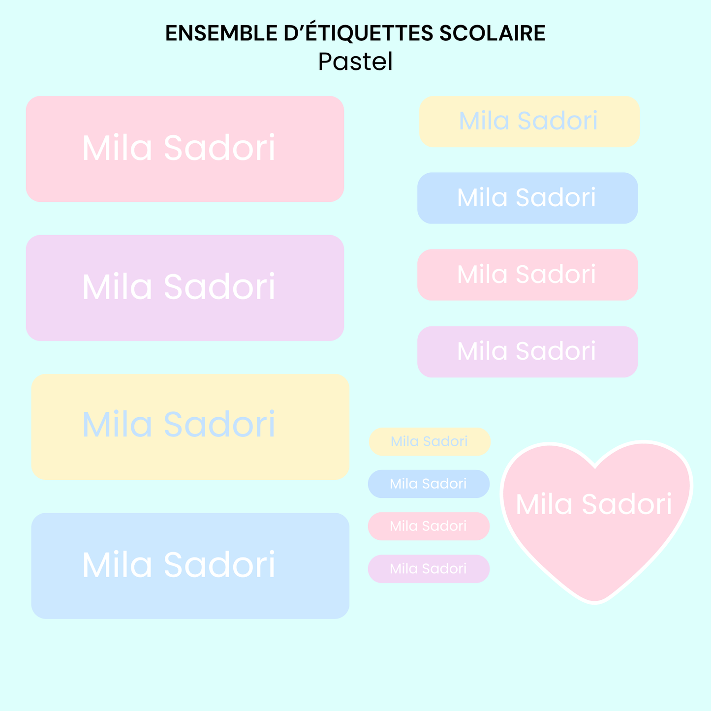 Étiquettes Scolaires Personnalisées - Résistantes à l'eau - Pastel