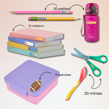 Étiquettes Scolaires Personnalisées - Résistantes à l'eau - Sports