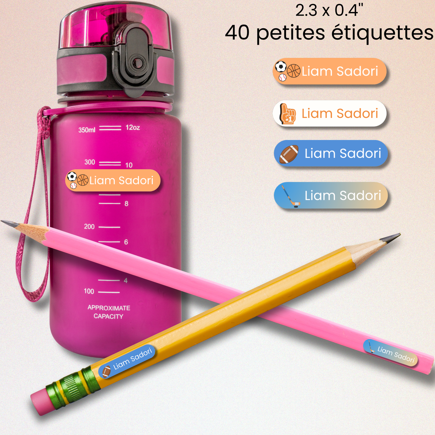 Étiquettes Scolaires Personnalisées - Résistantes à l'eau - Sports