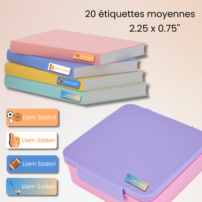 Étiquettes Scolaires Personnalisées - Résistantes à l'eau - Sports