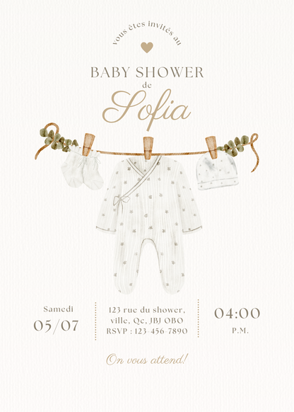 Personalized Invitation - Baby Shower - Gentle Nature