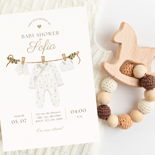 Personalized Invitation - Baby Shower - Gentle Nature