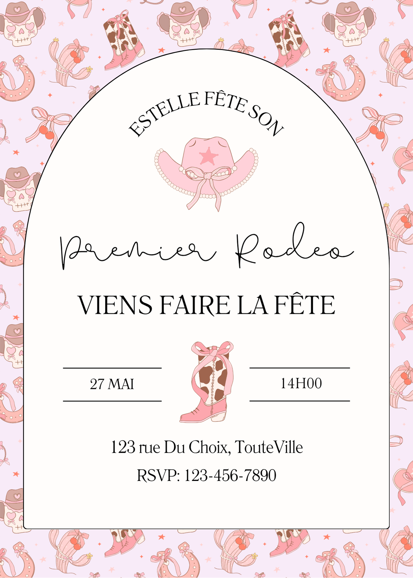 Personalized Invitation – Cowgirl Kid's Birthday – Printed 5x7 Card