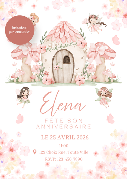 Personalized Invitation – Fairy Kids Party – 5x7 Printed Card