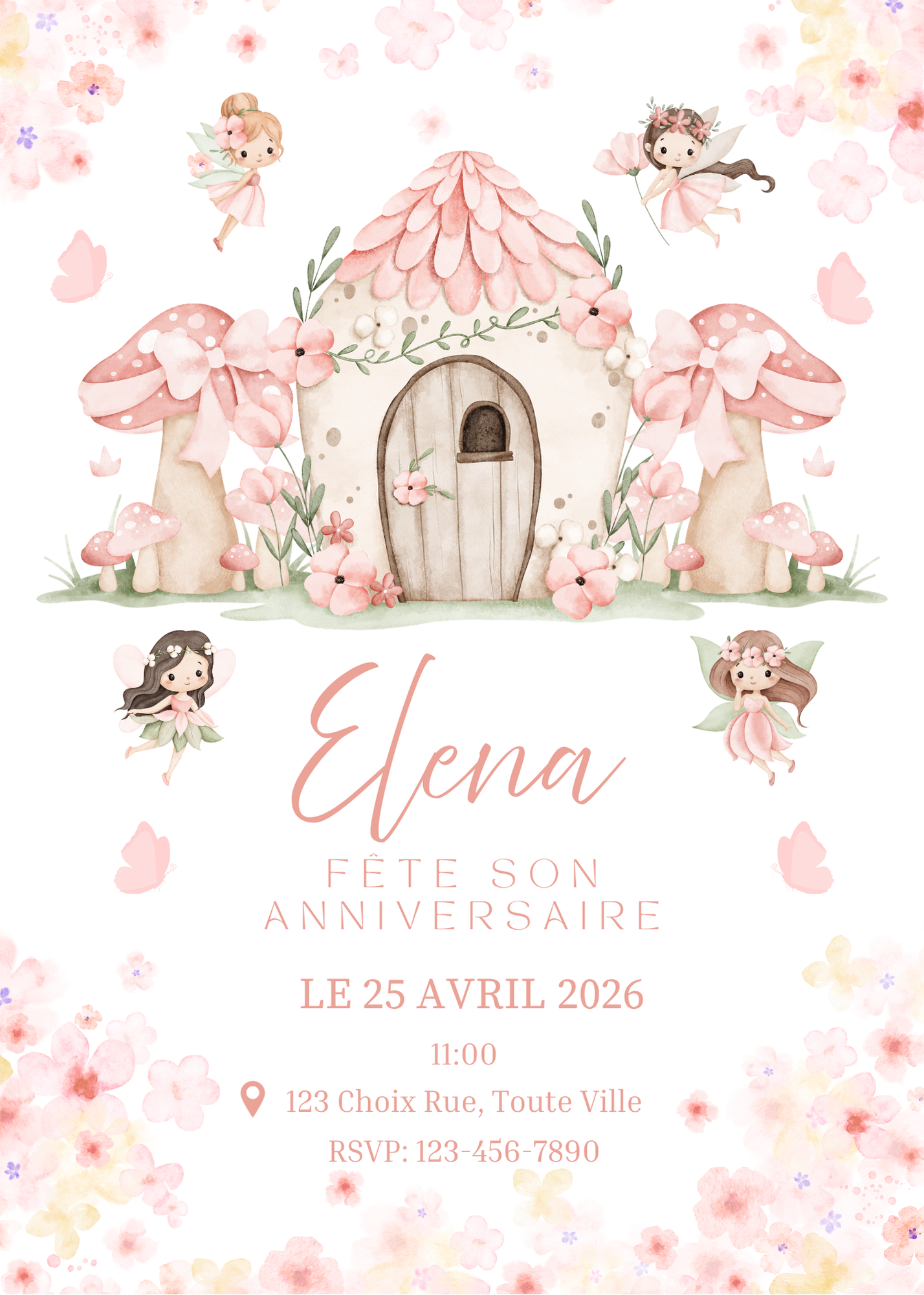Personalized Invitation – Fairy Kids Party – 5x7 Printed Card