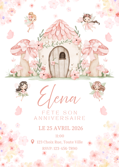 Personalized Invitation – Fairy Kids Party – 5x7 Printed Card