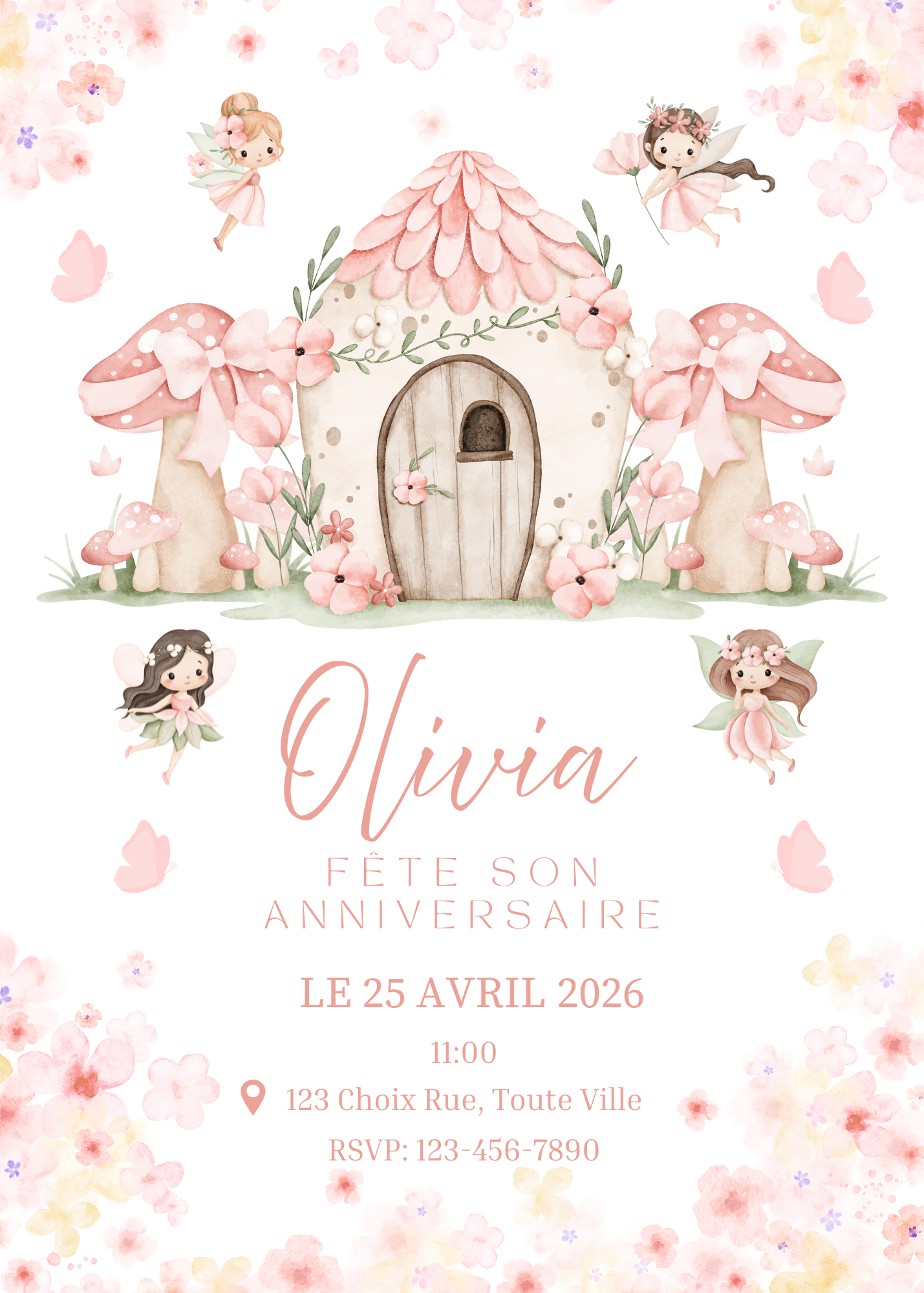 Personalized Invitation – Fairy Kids Party – 5x7 Printed Card