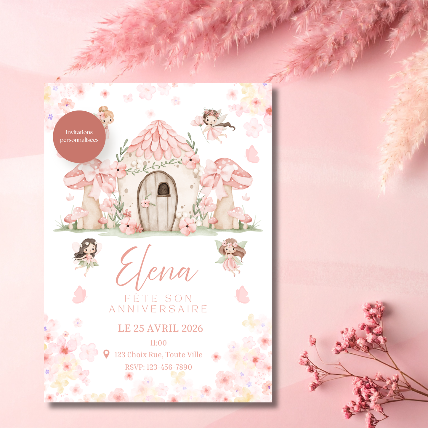 Personalized Invitation – Fairy Kids Party – 5x7 Printed Card