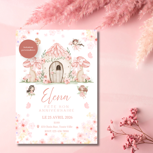 Personalized Invitation – Fairy Kids Party – 5x7 Printed Card