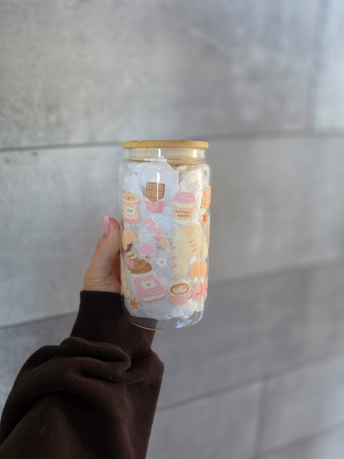 Tasse en verre 16oz - Girlie Cozy