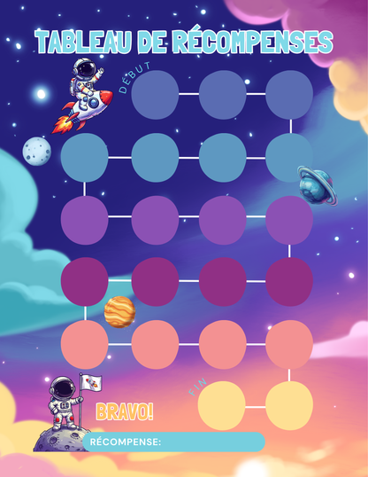 Tableau de récompenses – Mission Espace (2 à 7 ans)