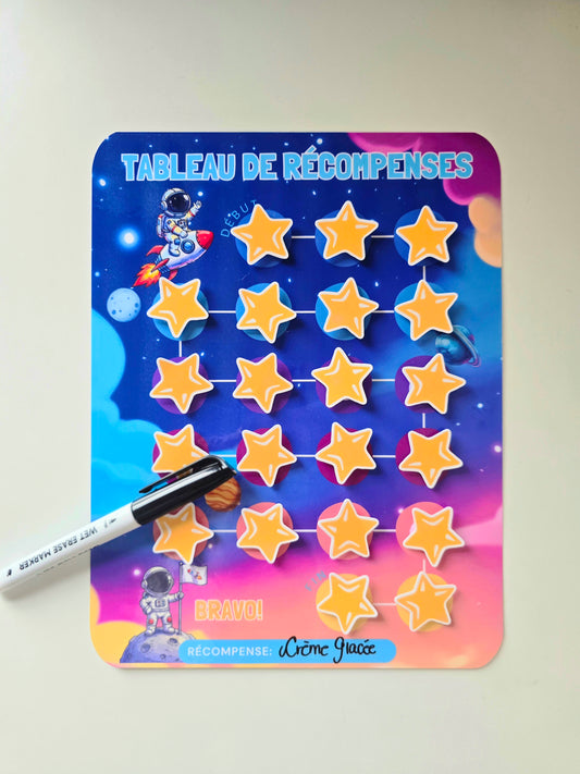 Tableau de récompenses – Mission Espace (2 à 7 ans)