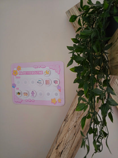 Petite Routine Sucrée – Tableau interactif matin et soir avec icônes en velcro (2–7 ans)