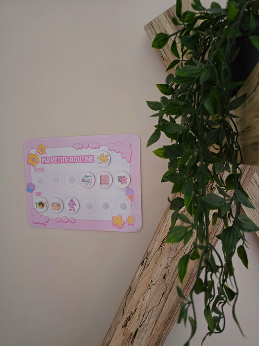 Petite Routine Sucrée – Tableau interactif matin et soir avec icônes en velcro (2–7 ans)