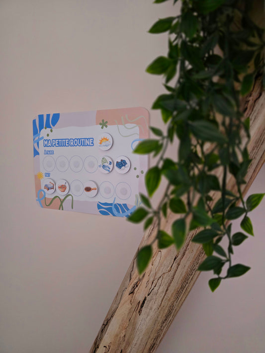 Petite Routine Marée – Tableau interactif matin et soir avec icônes en velcro (2–7 ans)
