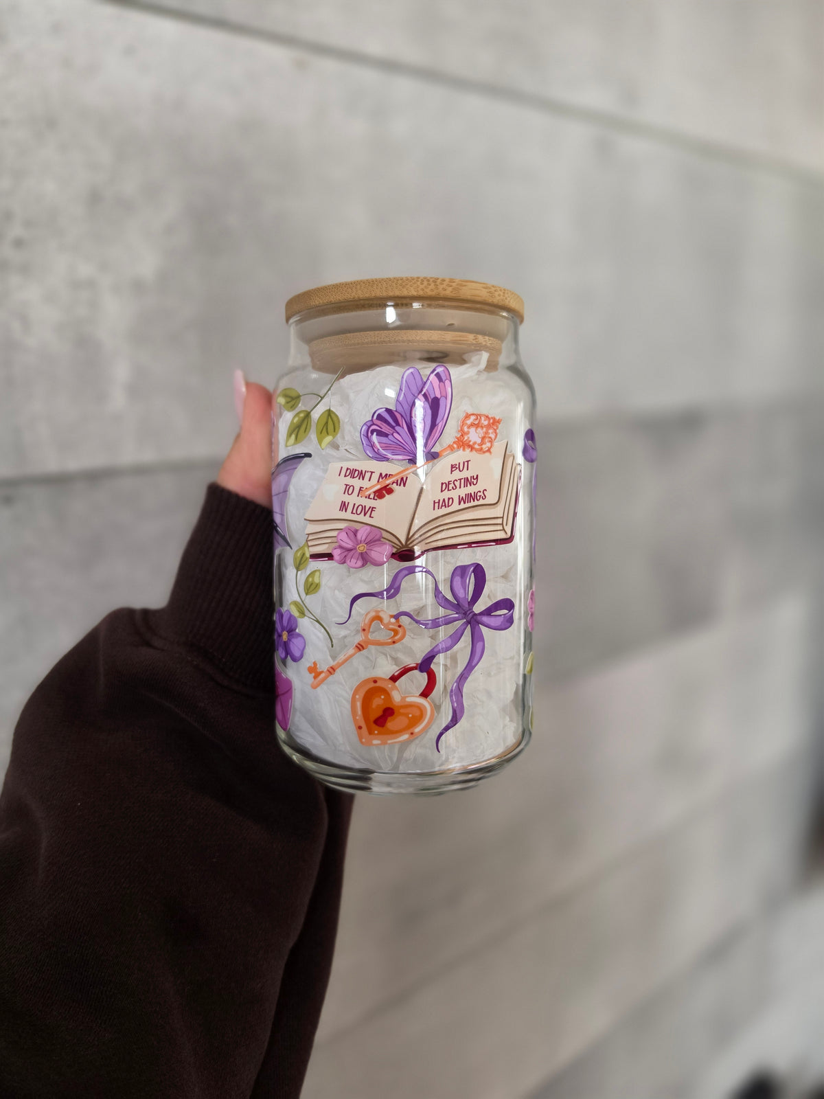 Tasse en verre 16oz - Romantasy Dragon Mauve