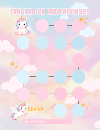 Tableau de récompenses – Licorne (2 à 7 ans)