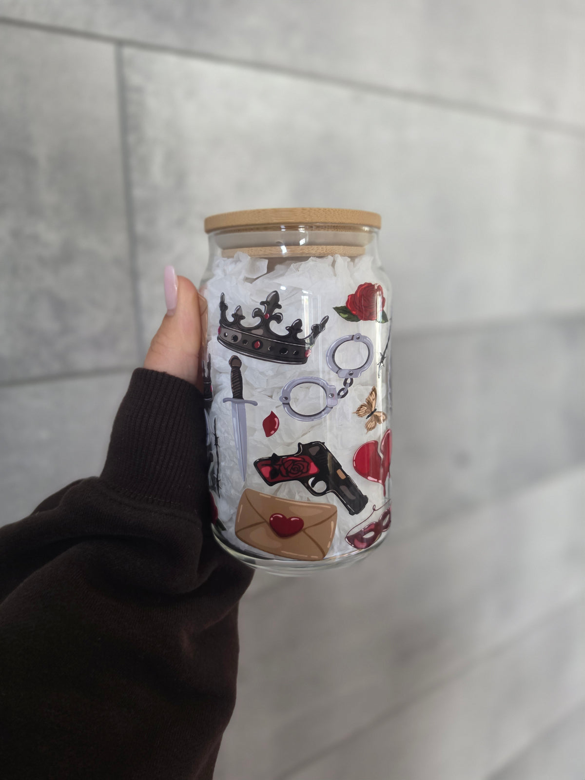 Tasse en verre 16oz - Dark Academia Romance