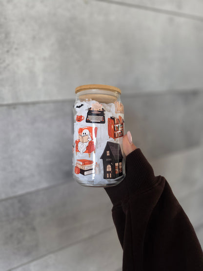 Tasse en verre 16oz - Librairie Hantée