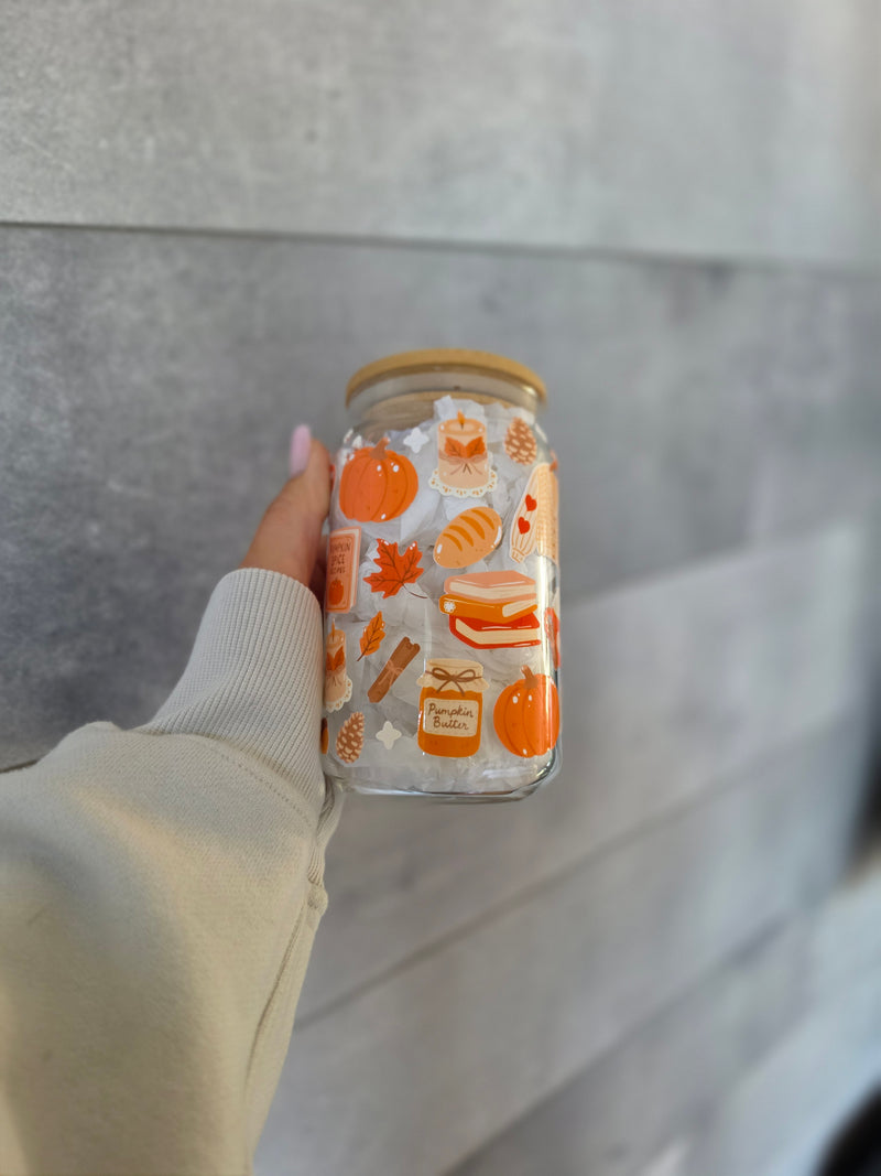 16oz Glass Cup - Pumpkin Spice