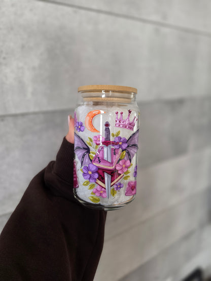 Tasse en verre 16oz - Romantasy Dragon Mauve