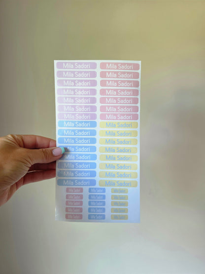 Étiquettes Scolaires Personnalisées - Résistantes à l'eau - Pastel