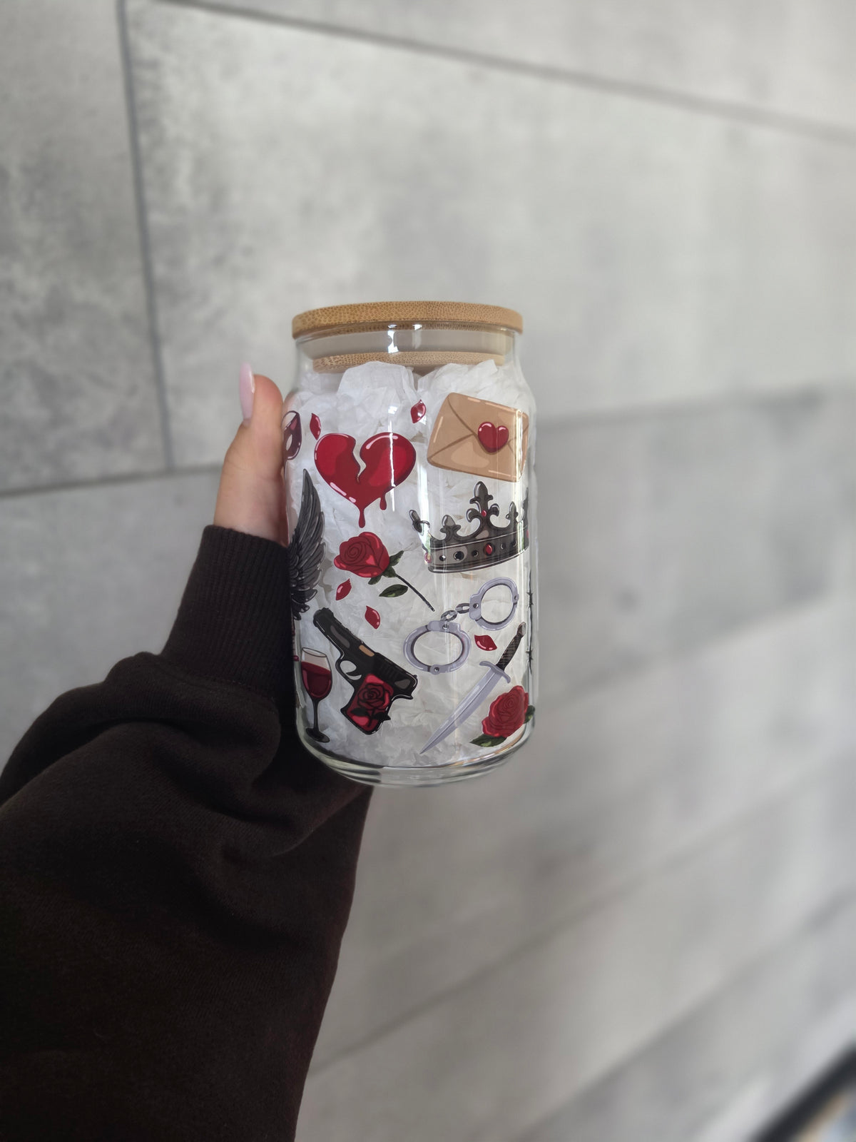 Tasse en verre 16oz - Dark Academia Romance