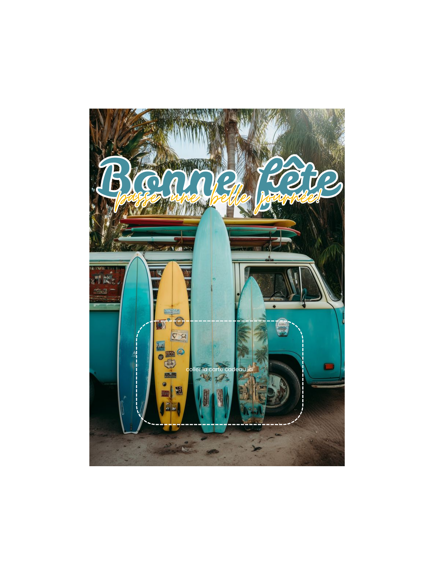 Carton de présentation carte cadeau – Vintage Surf – Carte imprimée 5x7