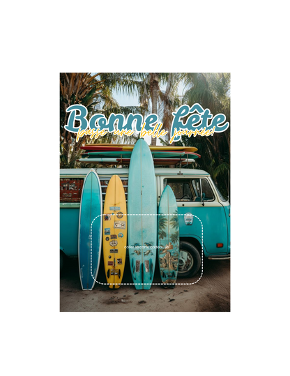 Carton de présentation carte cadeau – Vintage Surf – Carte imprimée 5x7