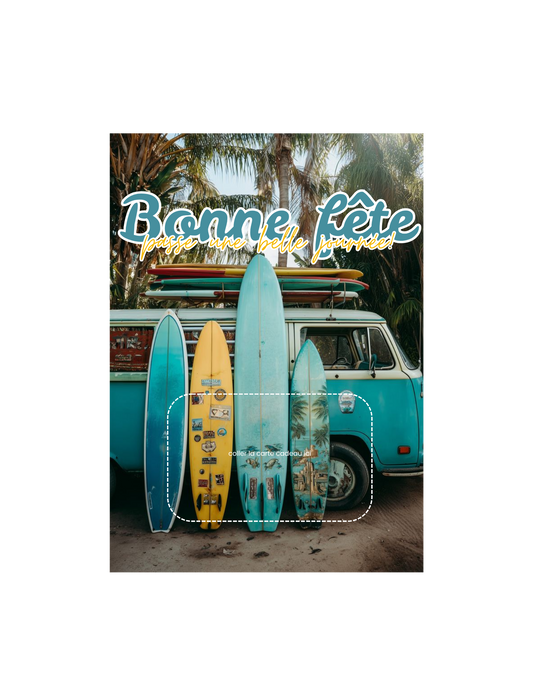 Gift card holder – Vintage Surf – Printed 5x7 Card